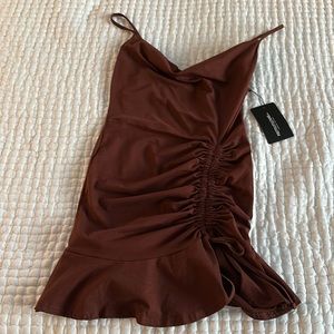 Cowl neck body con dress